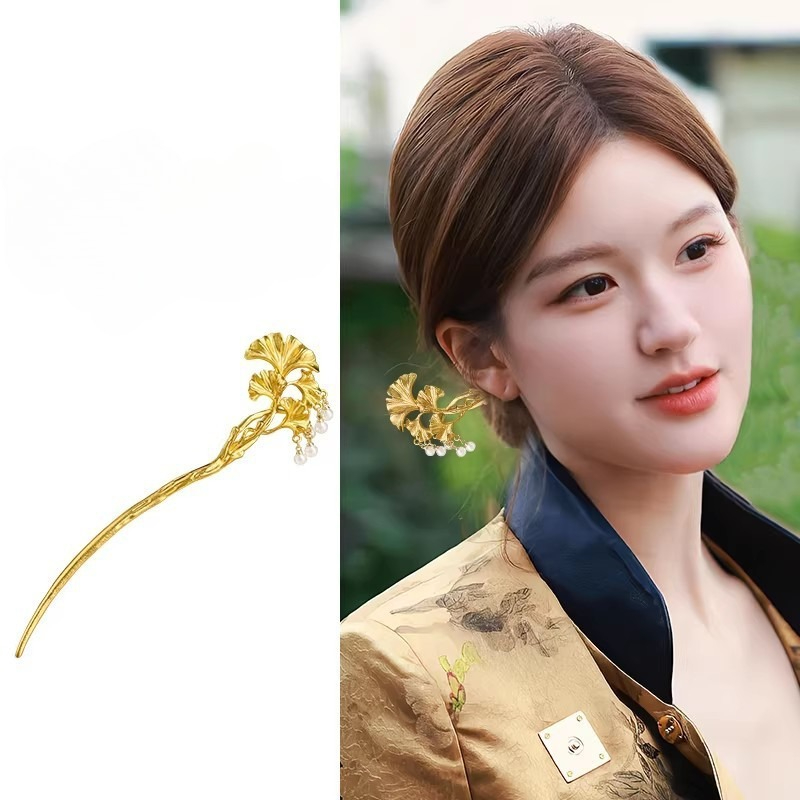 1PC Elegant Golden Ginkgo Leaf - đánh giá và giá Hanbok Hair Pin